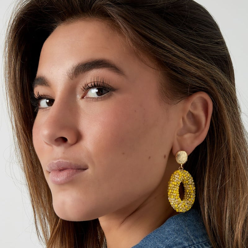 Ovale discodip oorbel - multi