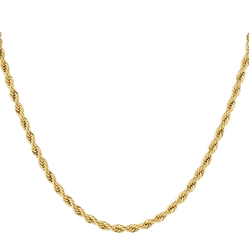 Unisex ketting dik gedraaid 60cm - Goud kleur-4.5MM