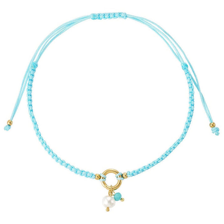 Gevlochten simpel enkelbandje met parel