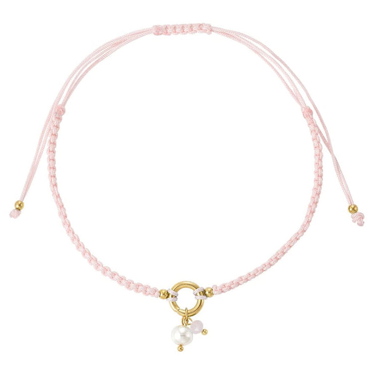 Gevlochten simpel enkelbandje met parel