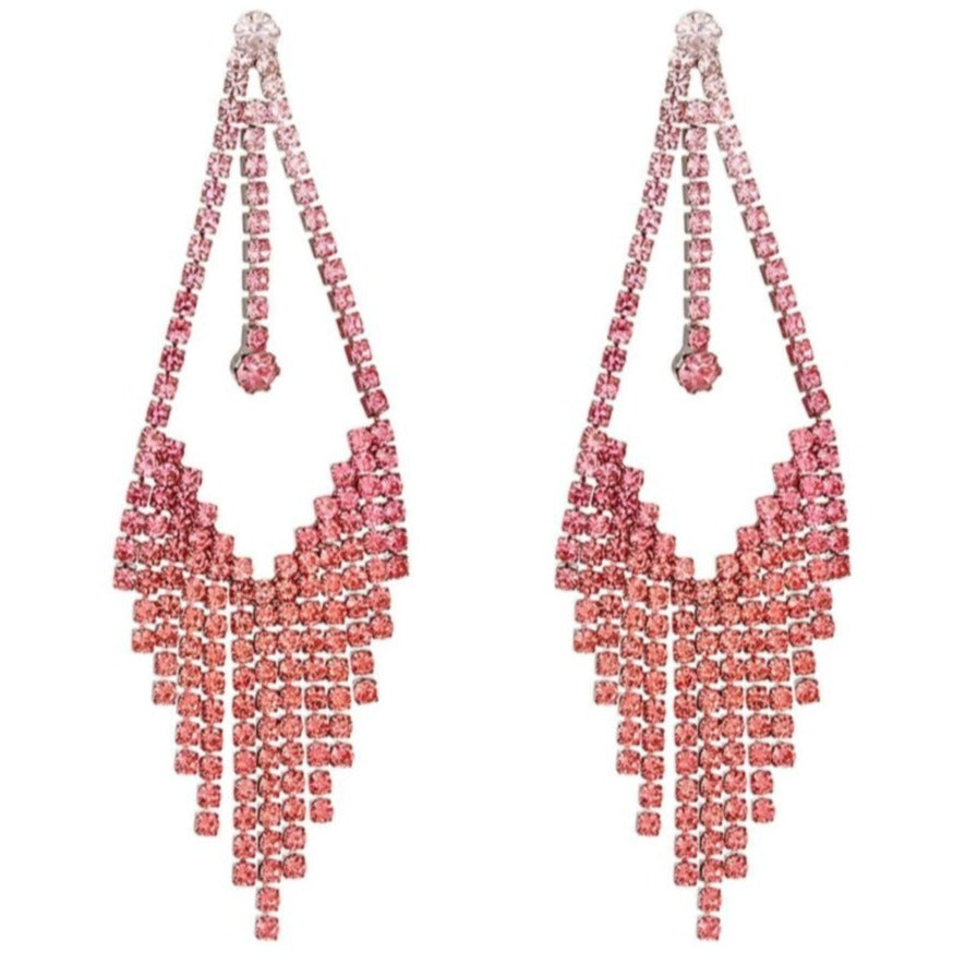Oorbellen Strass feestelijk Holiday Essentials Roze Zilver Koper