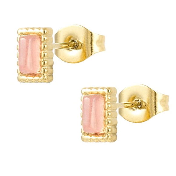 Oorstekers rechthoek randje - poederroze