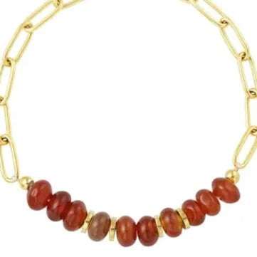 Armband Chunky met steentjes Stone goud cognac