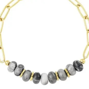 Armband Chunky met steentjes Stone goud grijs