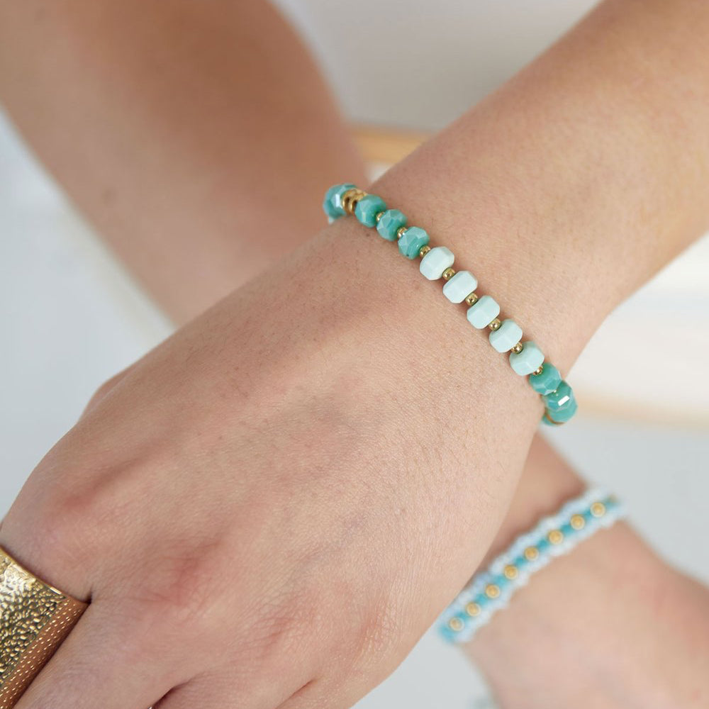 Armband Colorful Wrap goud turquoise