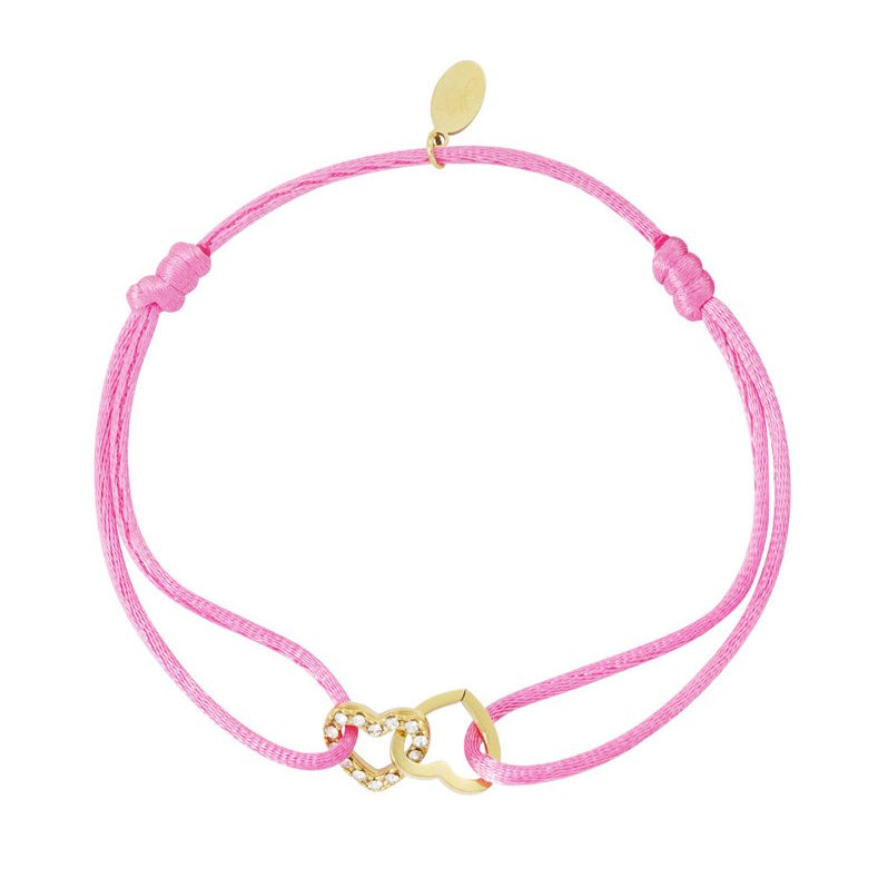 Armband Connected Hart satijn roze