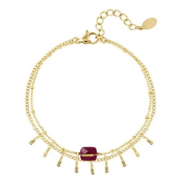 Armband Details goud fuchsia