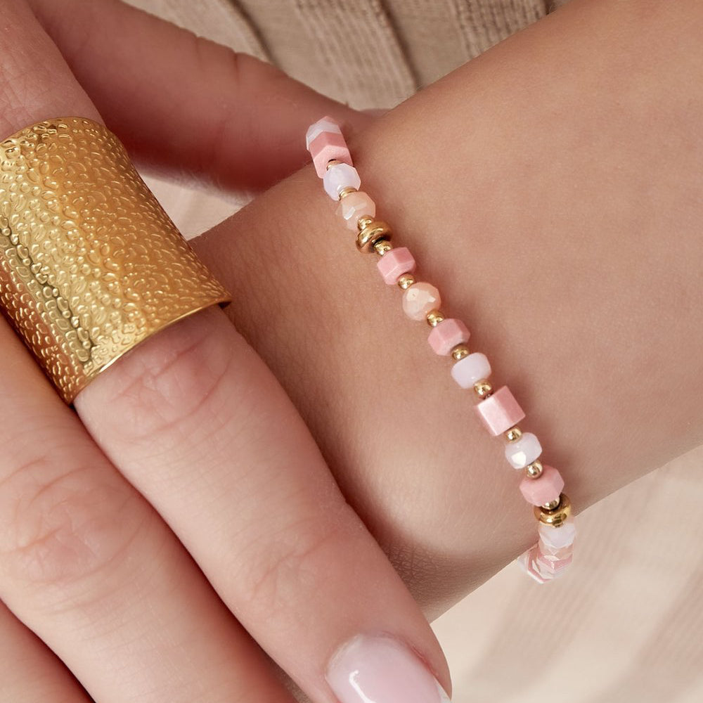 Armband Kleurrijk Festival goud roze