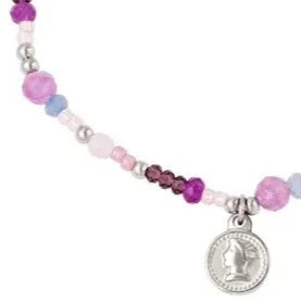 Armband Kralen Munt Natuursteentjes paars