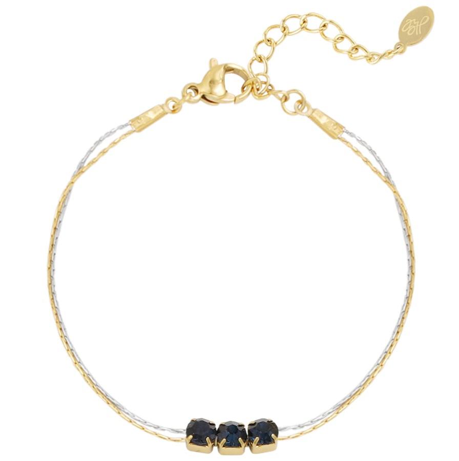 Armband Steen goud zilver zwart