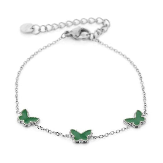 Armband Vlinders zilver groen