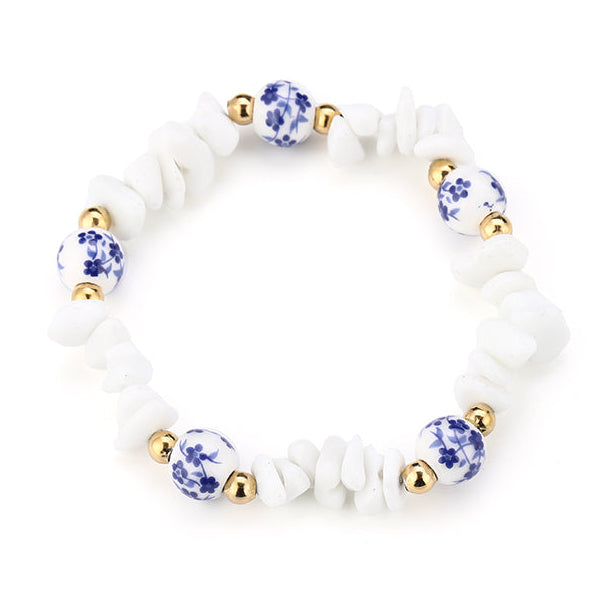 Armband Kralen Strand wit blauw