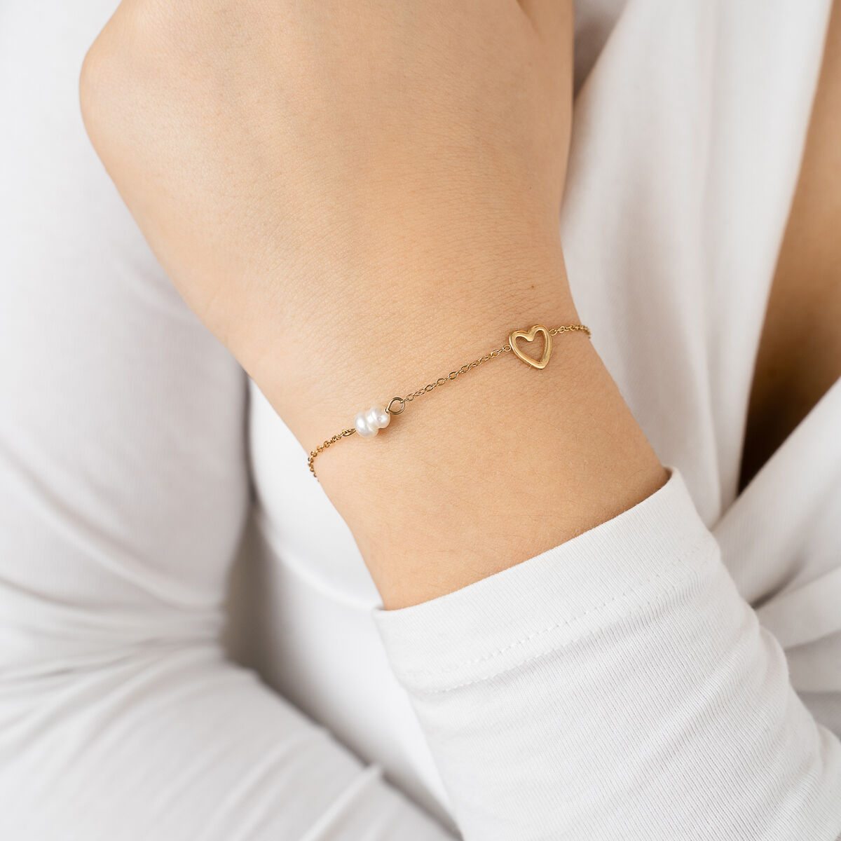 Armband Love met Parel goud sfeer