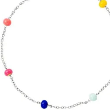 Armband Gekleurde kralen zilver