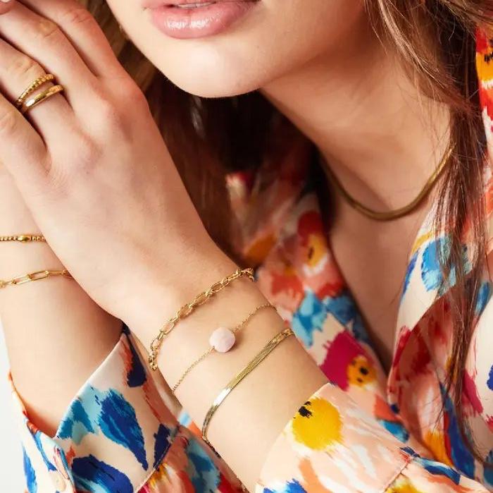 Armband met Steen goud roze
