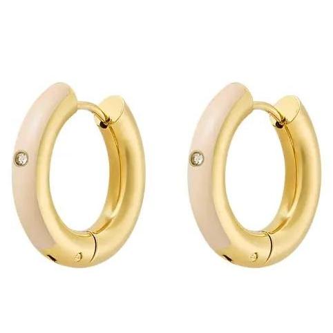 Creolen Gekleurd met Steentje goud beige
