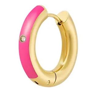 Creolen Gekleurd met Steentje goud fuchsia