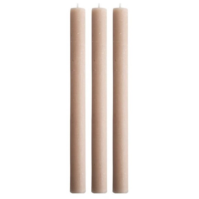 Dinerkaarsen Gentle set-van-3 taupe 7x2x25cm