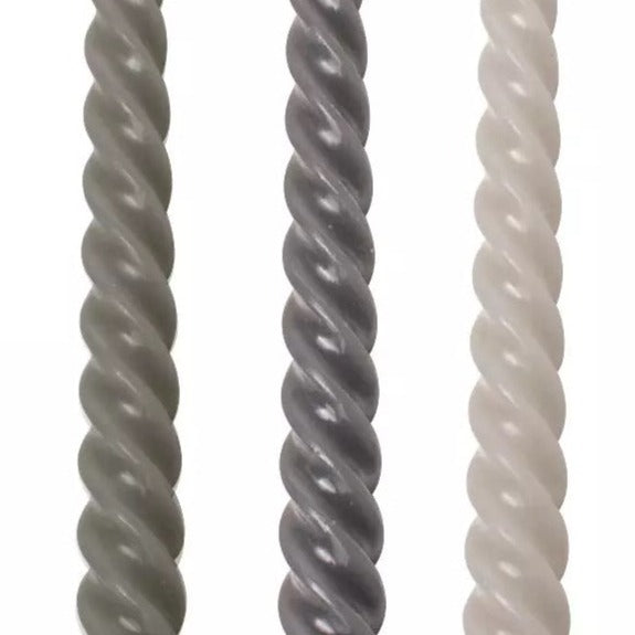 Dinerkaarsen Swirl set-van-3 grijs 21x6x2cm