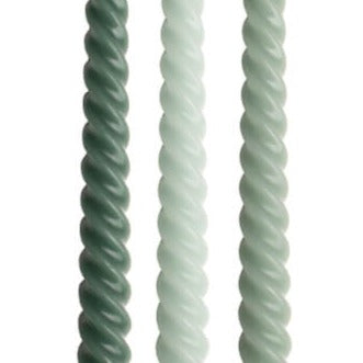 Dinerkaarsen Swirl set-van-3 groen 21x6x2cm