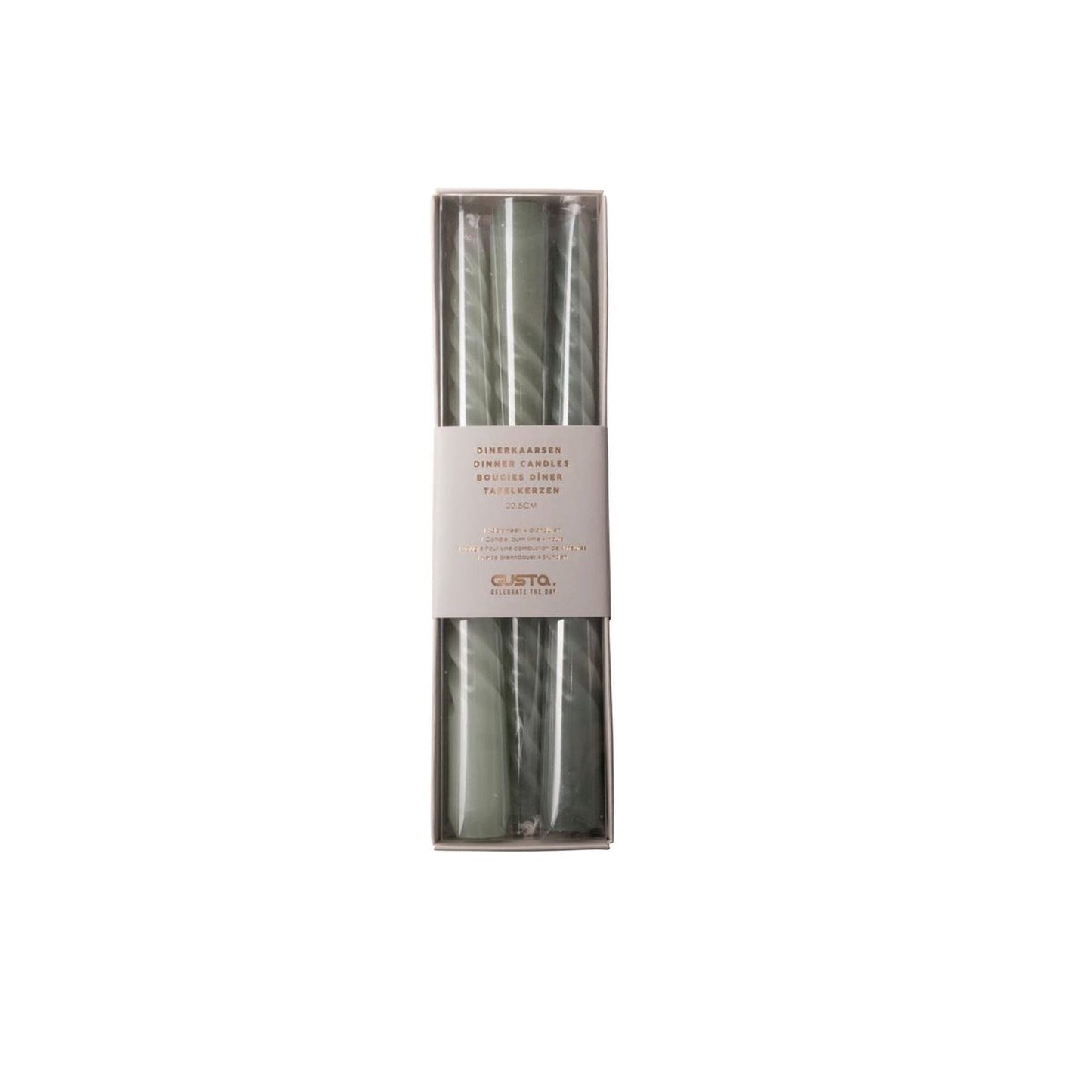 Dinerkaarsen Swirl set-van-3 groen 21x6x2cm