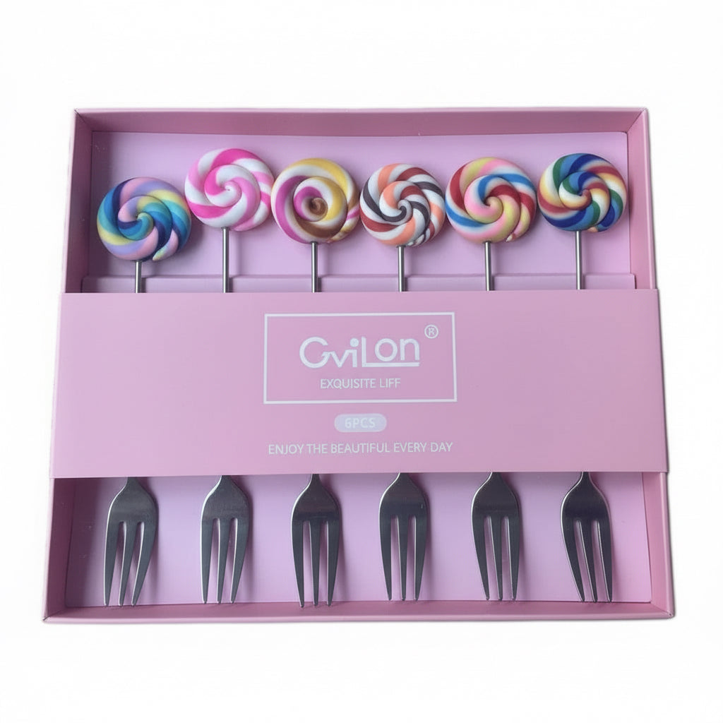 Gebaksvorkjes set-van-6 Lolly RVS