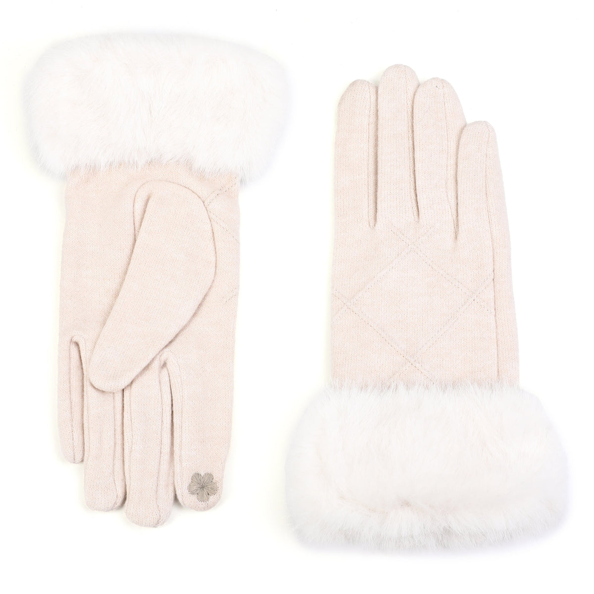 Handschoenen set-van-2 Faux Fur wit one-size