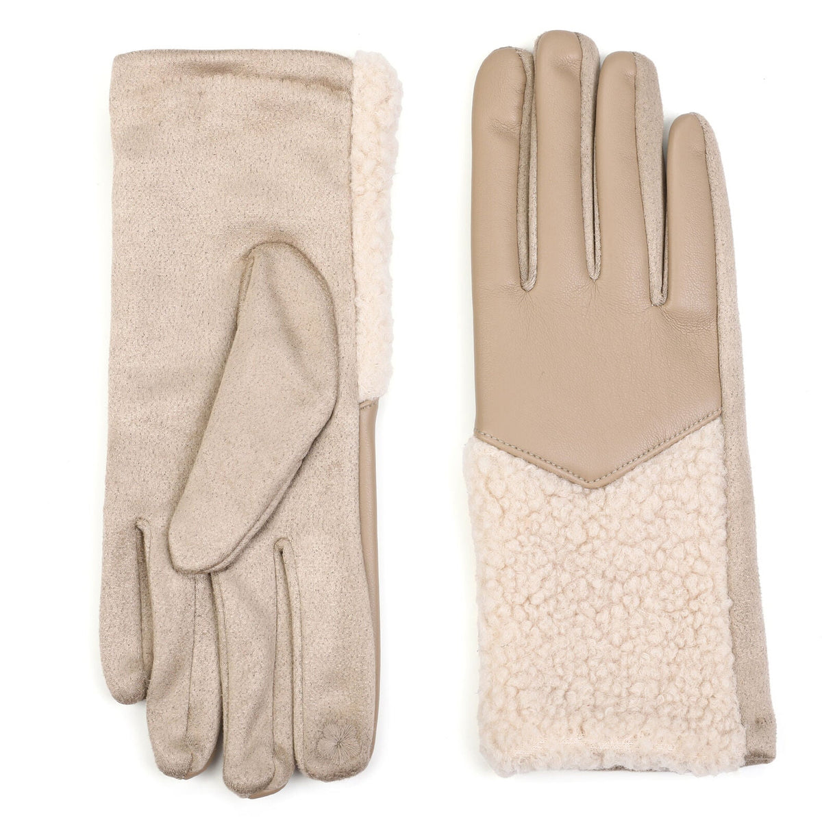 Handschoenen set-van-2 Teddy beige one-size