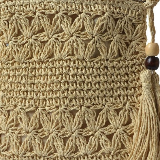 Handtas Boho rechthoek beige 18x22cm