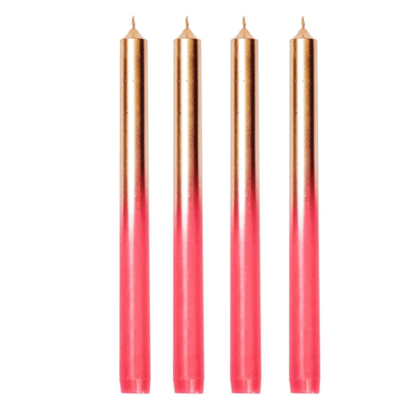Kaarsen set-van-4 Dipdye roze goud 10x2,5x26cm