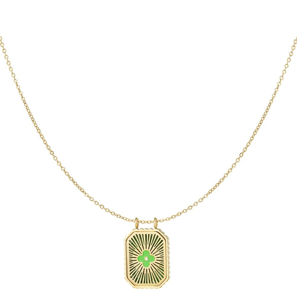 Ketting Gekleurde Bloem Bedel goud groen