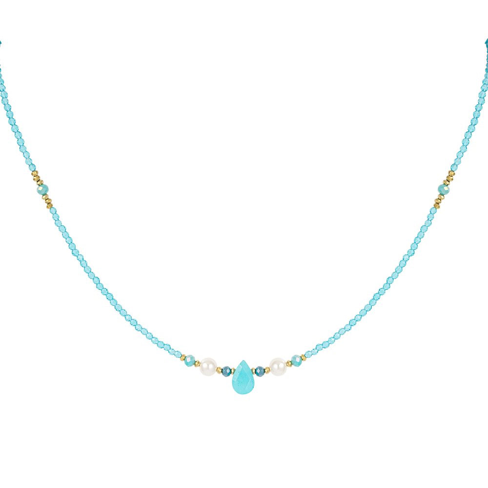 Ketting Kralen Lover goud blauw