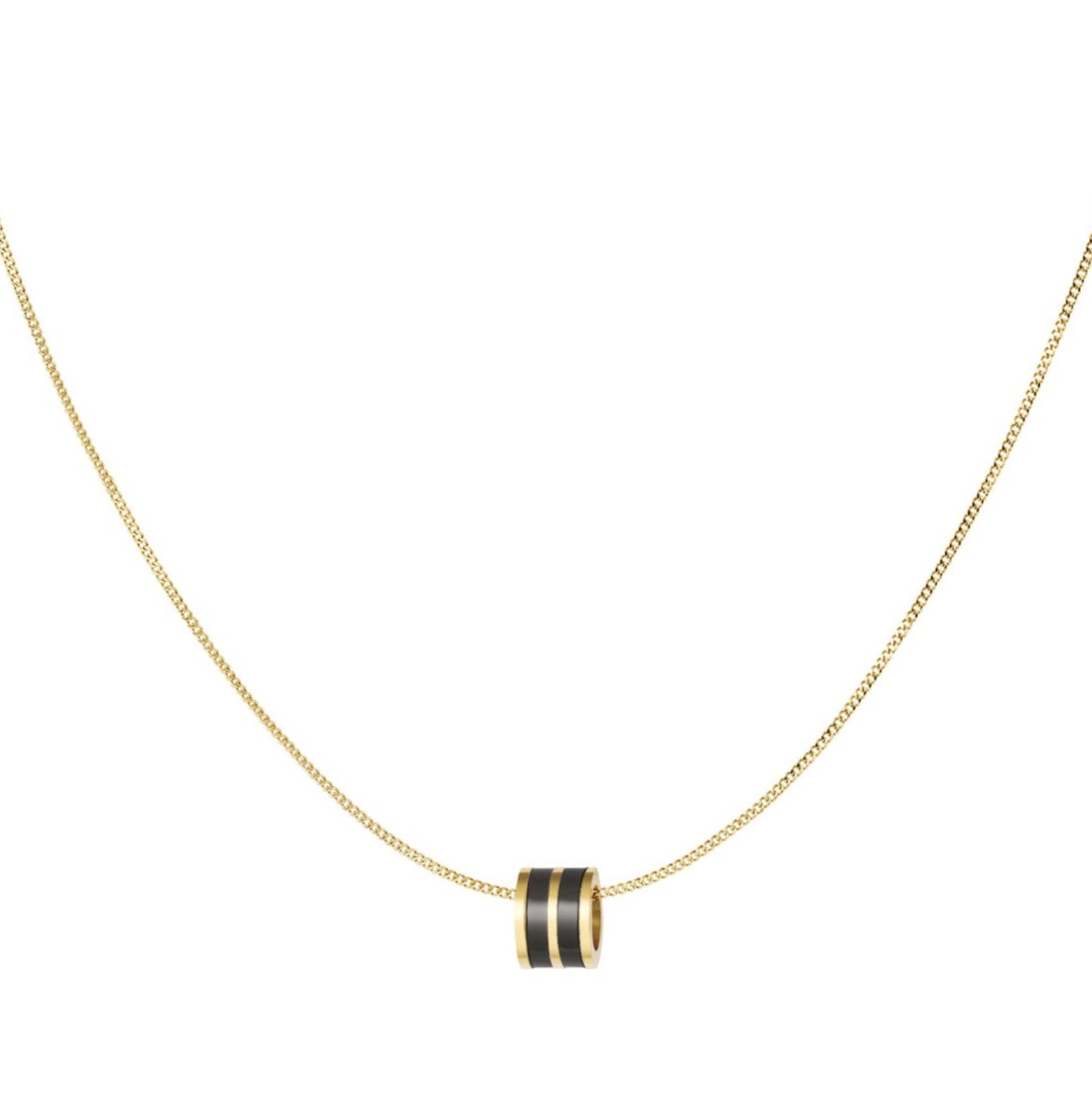 Ketting Ronde bedel dubbel goud zwart