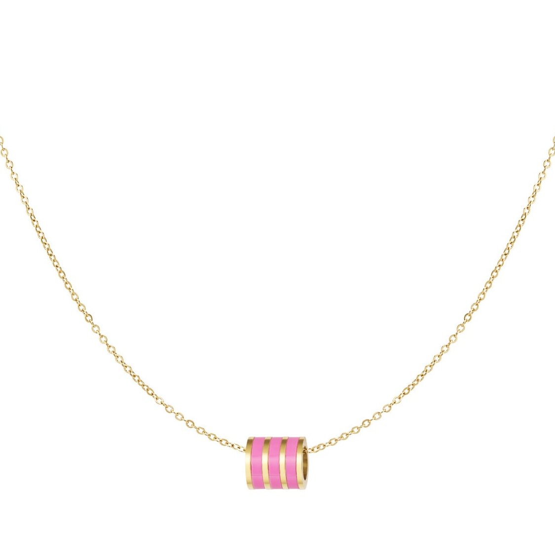 Ketting Ronde bedel goud roze