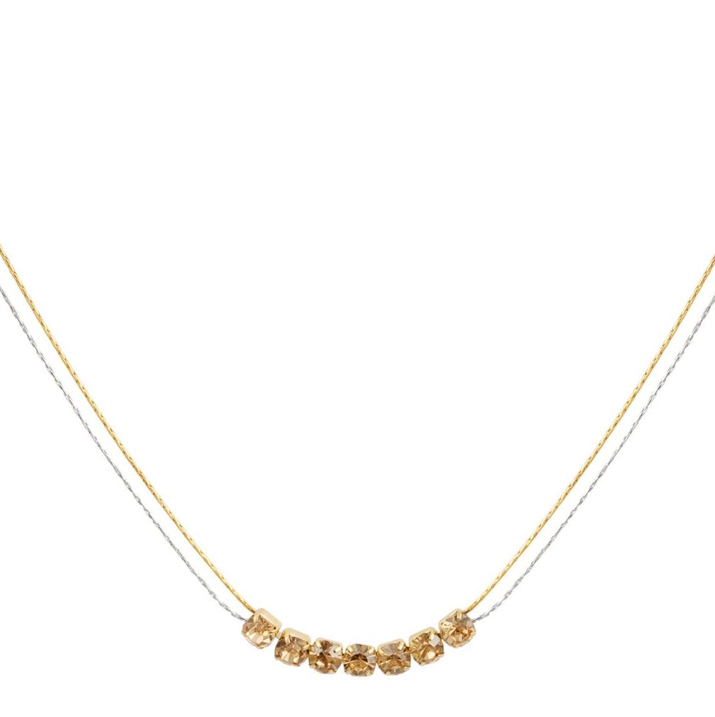 Ketting Steen goud zilver beige