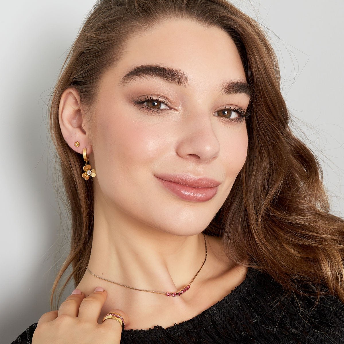 Ketting Steen goud zilver roze