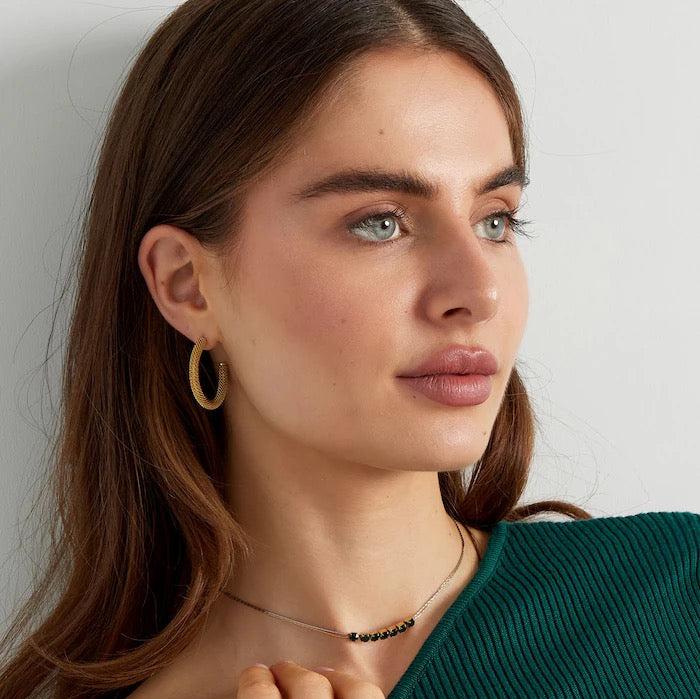 Ketting Steen goud zilver zwart