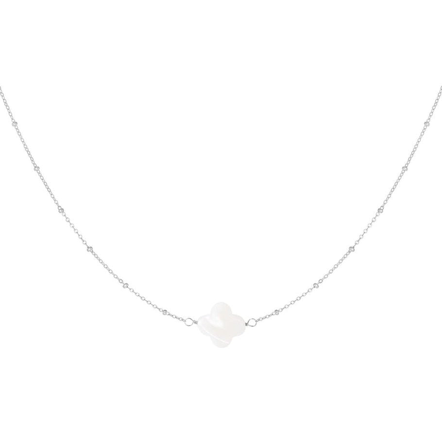 Ketting Zeeschelp Klaver zilver
