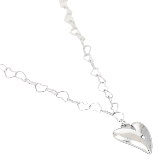 Ketting Hartjes Groot Hart zilver liggend