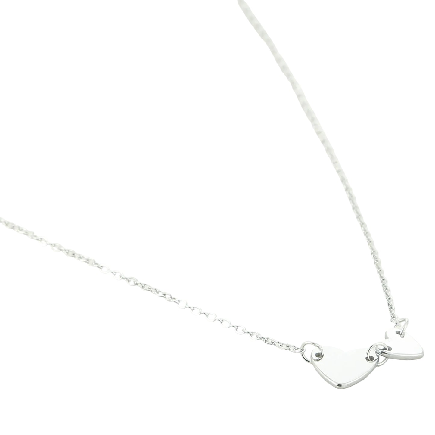 Ketting Hartjes zilver liggend