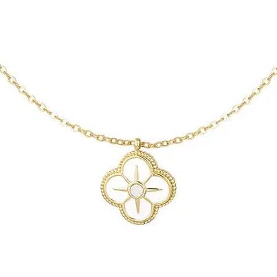 Ketting Klaver goud wit