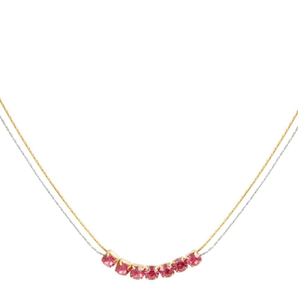 Ketting Steen goud zilver roze