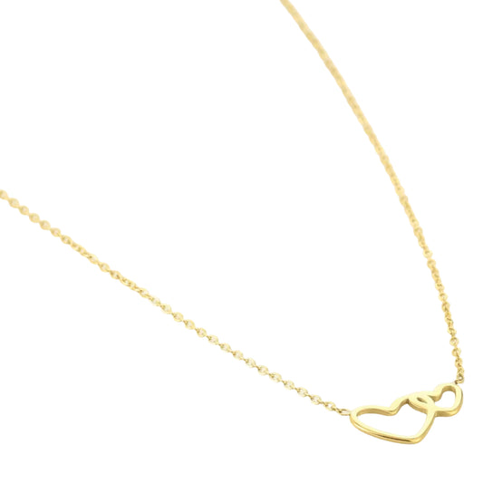 Ketting Twee Hartjes goud liggend