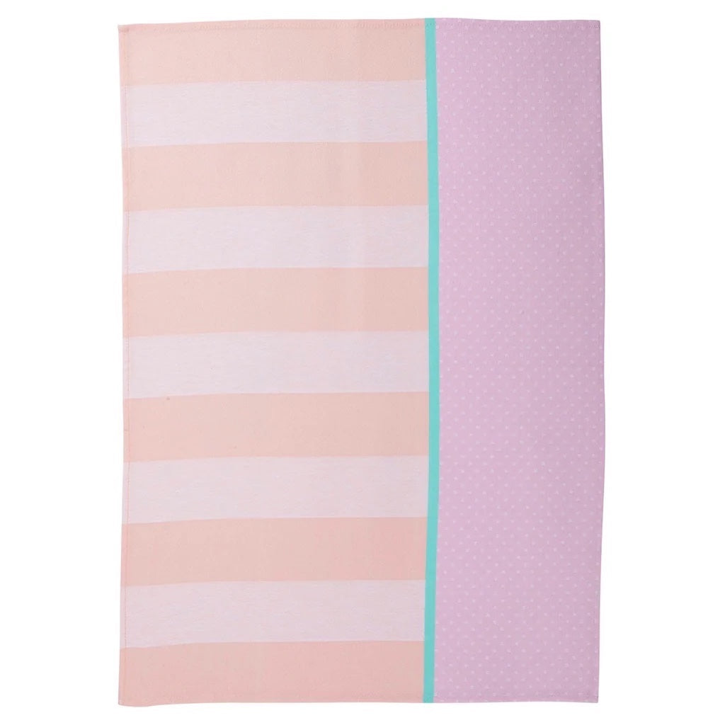 Keukendoek Miss Etoile Stripes roze oranje wit 70x50cm
