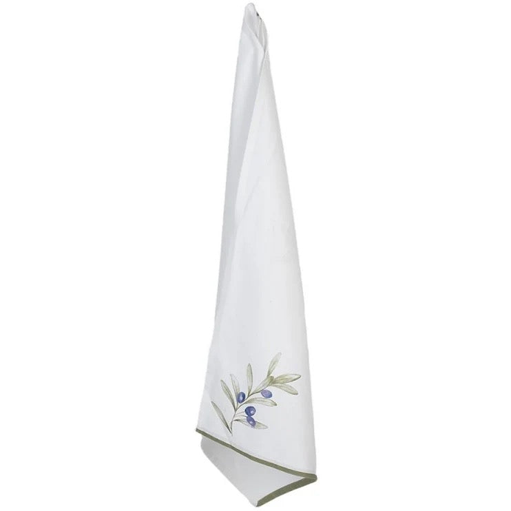 Keukendoek Olijven hoek wit recht 70x50cm