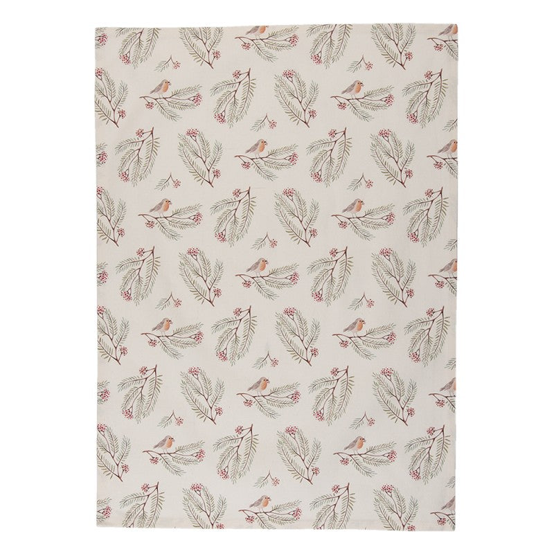 Keukendoek Vogel beige groen 70x50cm