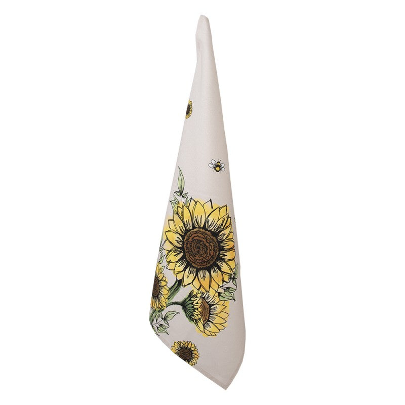 Keukendoek Zonnebloemen beige geel 70x50cm