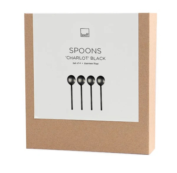 Lepeltjes Charlot set-van-4 RVS zwart