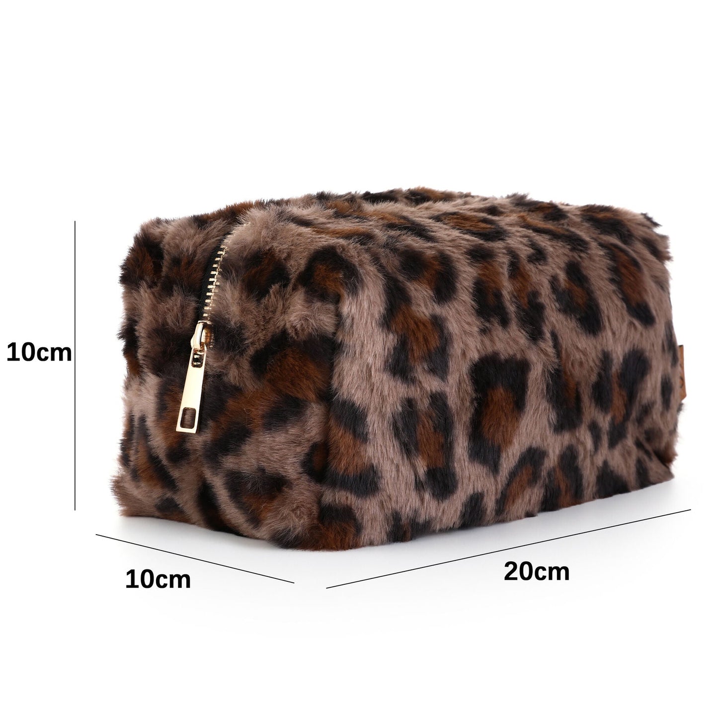 Make-up tas Faur Fur Luipaard bruin 20x10cm maat