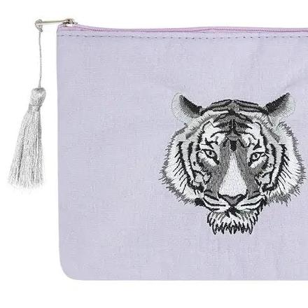 Make-up tas Tijgerhoofd lila 22x16cm